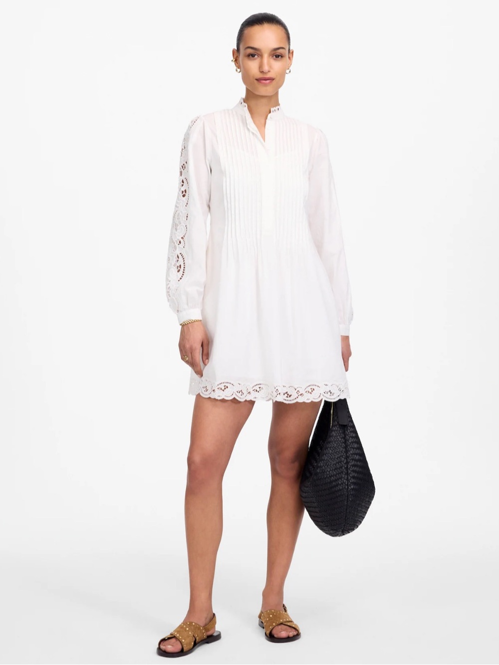 Madewell Dress S Pintuck Eyelet White